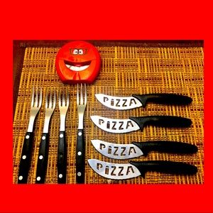 9 Piece Stainless Steel Pizza Utensils with Red Pizza Wheel with Cover S…